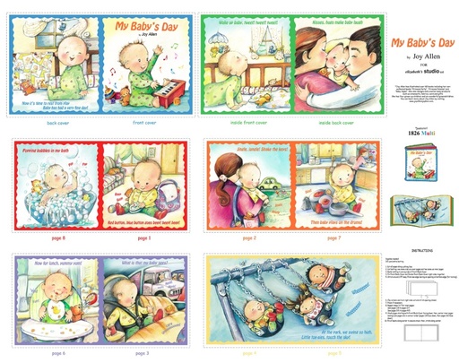 [FOT-1826MULT] My Baby's Day Soft Book Panel by Joy Allen for Elizabeth's Studio