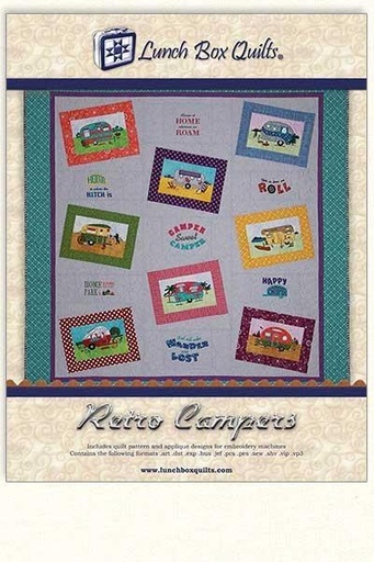 [QP-RC-DD] Retro Campers Machine Embroidery Pattern from Lunch Box Quilts