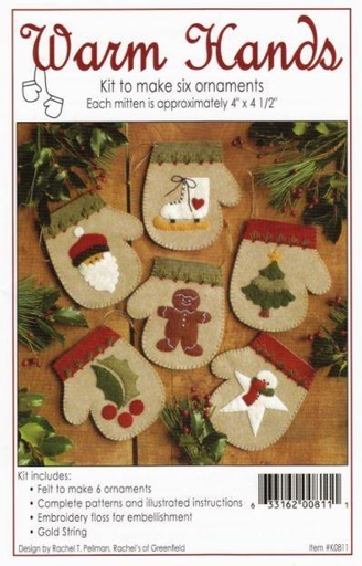 [RGRE-K0811] Warm Hands Wool Mitten Ornament Kit