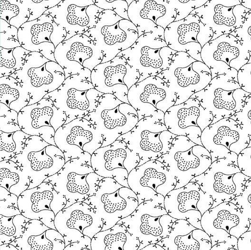 [PB-RA12-802W] White On White Scroll Flower, Ramblings 12 By P&B Textiles