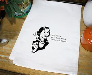 [MOD-SPT5] Tea Towel: Yes, I Sew, by Aunt Martha