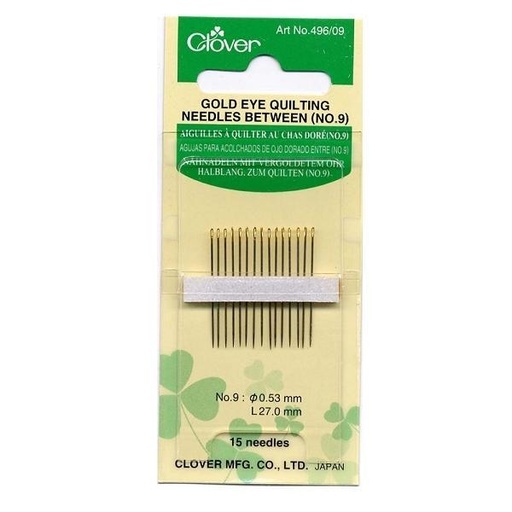 [CLOV-496-9] Gold Eye Quilting Between Needles #9 15ct